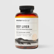 Enviromedica Beef Liver grass-fed New Zealand pasture-raised dietary supplement, 180 capsules 500mg, whole food source of bioactive Vitamin A, B-12, and Choline