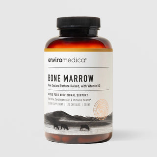 Enviromedica Bone Marrow New Zealand pasture-raised with Vitamin K2, 120 capsules 750mg, whole food supplement for bone, cardiovascular, and immune health