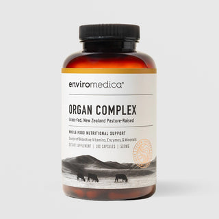 Enviromedica Organ Complex grass-fed New Zealand pasture-raised dietary supplement, 180 capsules 500mg, whole food source of bioactive vitamins, enzymes, and minerals