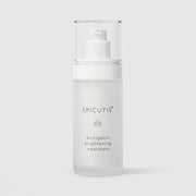 Epicutis Arctigenin Brightening Treatment in a frosted glass airless pump bottle with clear cap on a light gray background