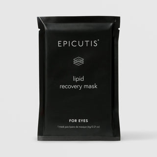 Epicutis Lipid Recovery Mask for Eyes single-use black foil packet, 6g / 0.21 oz, on a light gray background
