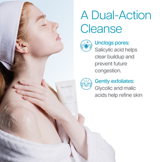 Face Reality Active Clarity Gel Cleanser dual-action cleanse: unclogs pores, gently exfoliates