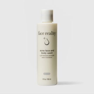 Face Reality Acne Face and Body Wash 6 fl oz – 2.5% benzoyl peroxide acne treatment for face and body, acne-safe