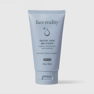 Face Reality Barrier Care Gel Cream 60ml acne-safe moisturizer in light blue squeeze tube for repairing and comforting skin barrier