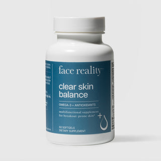 Face Reality Clear Skin Balance Omega-3 + Antioxidants Dietary Supplement – 60 Softgels for Breakout-Prone Skin