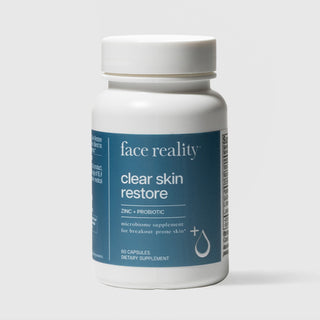 Face Reality Clear Skin Restore 60 capsules – zinc and probiotic microbiome supplement for breakout-prone skin