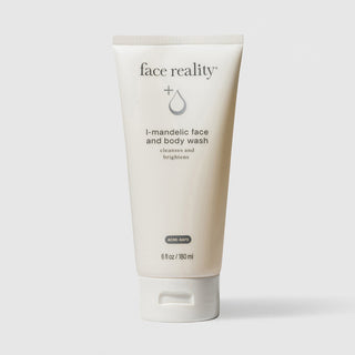 Face Reality L-Mandelic Face and Body Wash 6 fl oz – AHA cleanser that brightens and exfoliates, acne-safe for oily and pigmented skin