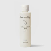 Face Reality Soothing Radiance Toner 180ml acne-safe toner in white bottle with flip cap for calming and nourishing skin
