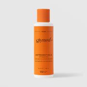 GlyMed Plus Acne Astringent No. 2 with Salicylic Acid in white bottle with orange cap and label, 8.0 oz, on light gray background