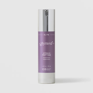 GlyMed Plus Elite Atraxi Peptide in white pump bottle with silver pump and purple label, 1.69 oz, on light gray background