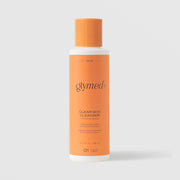 GlyMed Plus Acne Clear Skin Cleanser with Benzoyl Peroxide in white bottle with orange cap and label, 8.0 oz, on light gray background