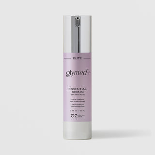 GlyMed Plus Elite Essential Serum with Amino Acids in white pump bottle with silver pump, 1.69 oz, on light gray background