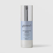 GlyMed Plus CBD Soothing Serum with Micro-Silver in white pump bottle with silver pump and light blue label, 1.0 oz, on light gray background