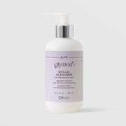 GlyMed Plus Elite Idyllic Cleanser with 3% Mandelic Acid in white pump bottle with silver collar and lavender label, 8.0 oz, on light gray background