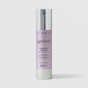 GlyMed Plus Elite Radiant Serum with 1% Mandelic Acid in white pump bottle with silver pump and lavender label, 1.69 oz, on light gray background