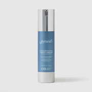 GlyMed Plus Resurfacing Night Cream with 15% Glycolic Acid in white pump bottle with silver pump and blue label, 1.69 oz, on light gray background