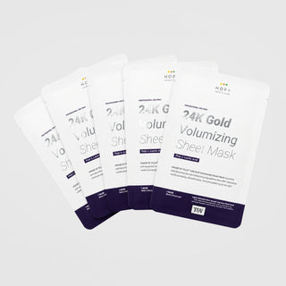 HOP House of PLLA 24K Gold Volumizing PLLA Sheet Mask 5-pack with poly-L-lactic acid for plumping detoxification and skin strengthening by TOV