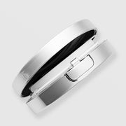 HOP+ Volume Shield Cushion side view showing silver chrome compact with metal push-lock clasp closure
