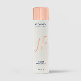 Hydrinity Encore Body Hydrator 7 fl oz (208ml) - tall white bottle with rose gold cap