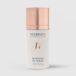 Hydrinity Renewing HA Serum 0.5 fl oz (15ml) - white frosted bottle with rose gold pump cap