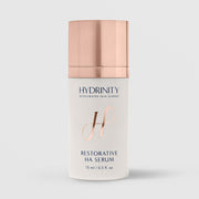 Hydrinity Restorative HA Serum 0.5 fl oz (15ml) - white frosted bottle with rose gold pump cap