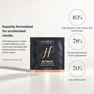 RetaXome Treatment Pads results: 83% improved texture, 78% skin appearance, 70% less pores