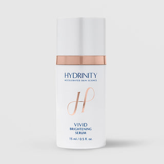 Hydrinity Vivid Brightening Serum 0.5 fl oz (15ml) - white bottle with rose gold band and white pump cap