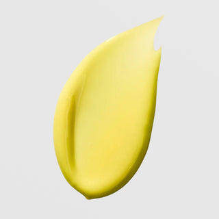 Hydrinity RetaXome Daily Retinal Hydrator texture swatch showing smooth bright yellow retinal cream formula on grey background.