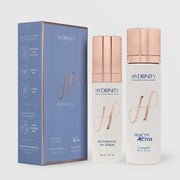 Hydrinity Restorative Kit - Restorative HA Serum 1 fl oz and HyaCyn Active Purifying Mist 3 fl oz with blue and rose gold gift box
