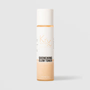 KrX Aesthetics Quenching Glow Toner 150ml clear bottle with cap showing amber toner formula for all skin types glowing nourishing and clearing