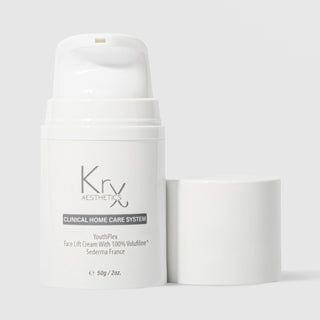 KrX Aesthetics YouthPlex Face Lift Cream 50g white airless pump bottle without cap clinical home care system with 100% Volufiline by Sederma France