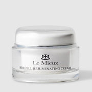 Le Mieux Bio Cell Rejuvenating Cream facial moisturizer in clear glass jar with silver lid. Available at Art of Skin Care