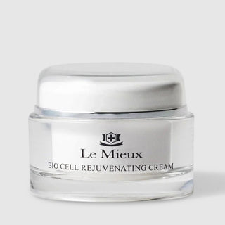 Le Mieux Bio Cell Rejuvenating Cream facial moisturizer in clear glass jar with silver lid. Available at Art of Skin Care