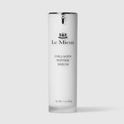 Le Mieux Collagen Peptide Serum facial serum 1 oz 30 g frosted white airless pump bottle with silver rim. Available at Art of Skin Care.