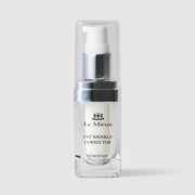 Le Mieux Eye Wrinkle Corrector eye cream 0.5 oz 15 ml clear square bottle with silver pump dispenser and clear protective cap. Available at Art of Skin 