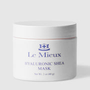 Le Mieux Hyaluronic Shea Mask hydrating facial mask 2 oz 60 g white jar with white lid and navy blue branding. Available at Art of Skin Care