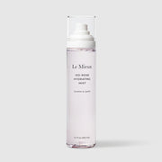 Le Mieux Iso-Rose Hydrating Mist soothe and uplift facial mist 5.1 fl oz 150 ml tall clear bottle with soft pink rose-tinted formula white pump dispenser and clear protective cap. Available at Art of Skin Care