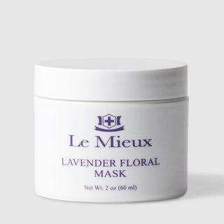 Le Mieux Lavender Floral Mask calming soothing facial mask 2 oz 60 g white jar with white lid and purple branding. Available at Art of Skin Care