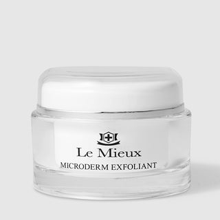 Le Mieux Microderm Exfoliant facial exfoliator in clear glass jar with white lid. Available at Art of Skin Care