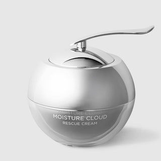 Le Mieux Moisture Cloud Rescue Cream deep hydration facial moisturizer in distinctive round polished silver pump jar. Available at Art of Skin Care