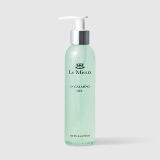 Le Mieux O2 Calming Gel hydrate and soothe facial gel 6 oz 180 ml translucent mint green pump bottle with silver and white pump dispenser. Available at Art of Skin Care