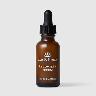 Le Mieux Rx Complex Serum facial serum 1 oz 30 ml amber glass dropper bottle with black rubber bulb. Available at Art of Skin Care