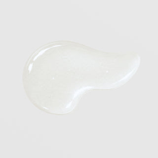 Le Mieux Hyaluronic Serum texture swatch showing lightweight clear gel formula on grey background.