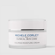 Michele Corley Clinical Skin Care Calming Moisture Cream - clear glass jar with white lid