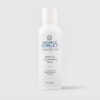 Michele Corley Clinical Skin Care Gentle Cleansing Milk 4.5 fl oz (135ml) - white flip-cap bottle with licorice and green tea extract