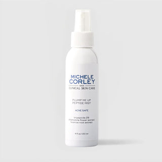 Michele Corley Clinical Skin Care Plump Me Up Peptide Mist 4 fl oz (120ml) - Acne Safe with tripeptide 29 and licorice root, white spray bottle