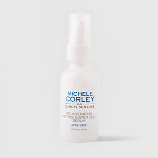 Michele Corley Clinical Skin Care Rejuvenating Peptide & Stem Cell Serum 1 fl oz (30ml) - Acne Safe formula in white pump bottle
