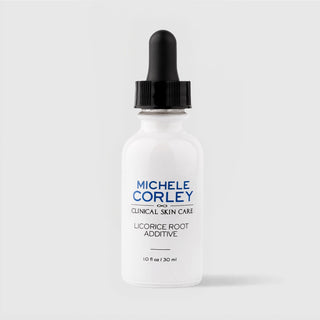 Michele Corley Clinical Skin Care Licorice Root Additive 1 fl oz (30ml) - white glass dropper bottle with black cap