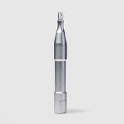 Art of Skin Care Nano Infusion Pen in brushed silver with a clear nano-tip cartridge and a power button at the base, displayed upright against a light gray background.