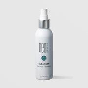 NeoGenesis Cleanser Balance and Refresh 120 mL in a tall white pump bottle with chrome silver collar and teal bubble icon label on a light gray background